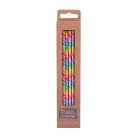 PME Rainbow Stripes - 18cm Extra Tall Candles .